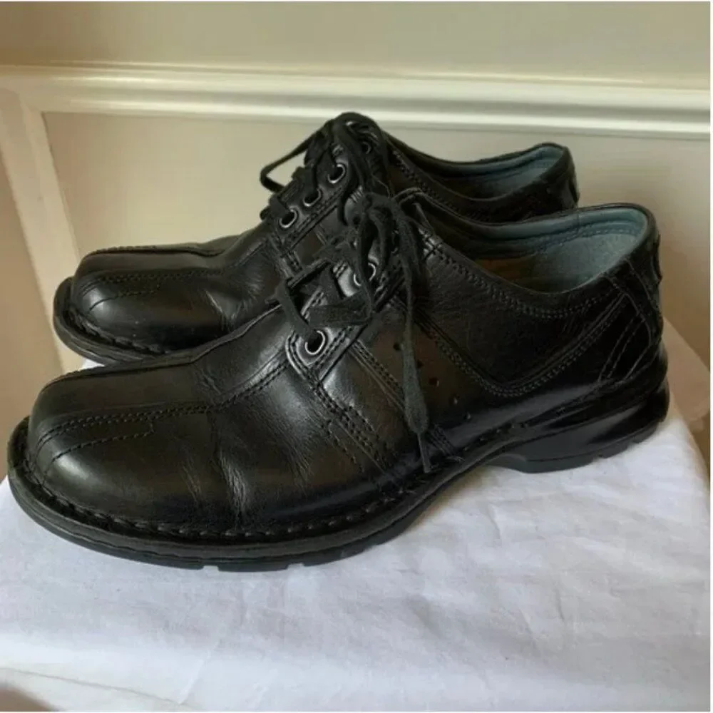 Clarks Black Leather Ortholite Dress Shoes 7